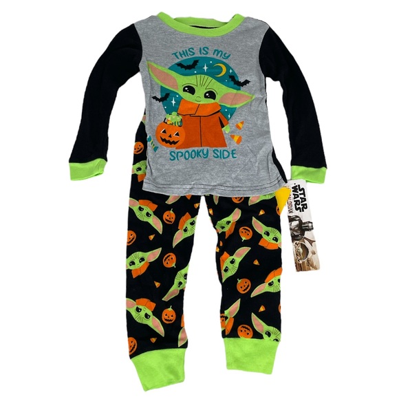 Star Wars The Mandalorian This Is My Spooky Side Pajamas Gray Black Size 3T - Picture 8 of 8